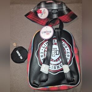 Limited Too Black/Red Backpack(Double Side Design)Matching Hat flips Inside Out